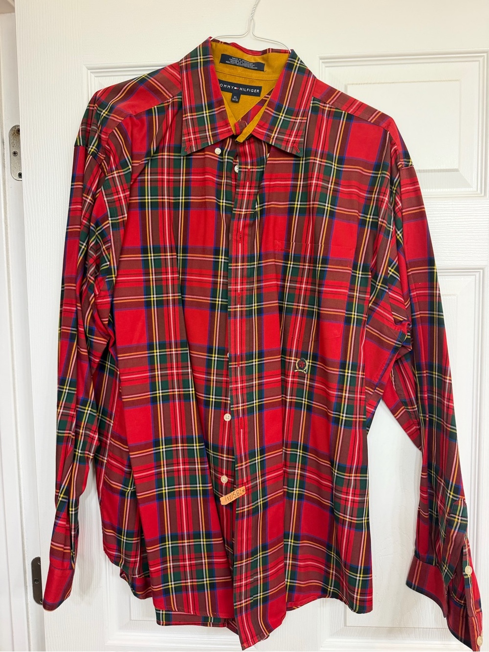 Tommy Hilfiger Red Tartan Plaid Men's Button-Down Shirt